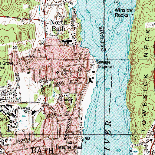Topographic Map of United Methodist Church, ME