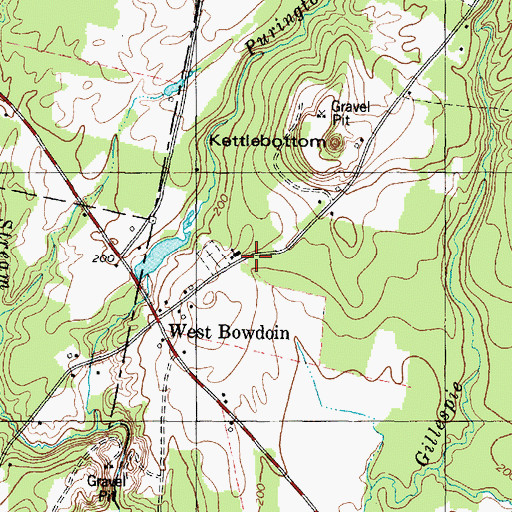 Topographic Map of West Bowdoin Baptist Church, ME