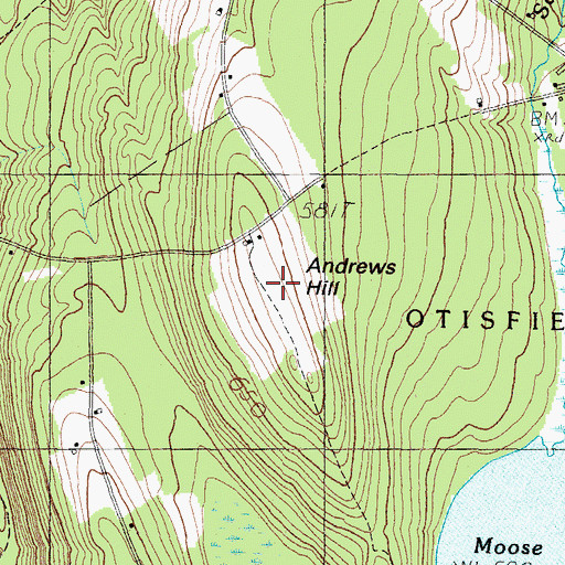 Topographic Map of Andrews Hill, ME