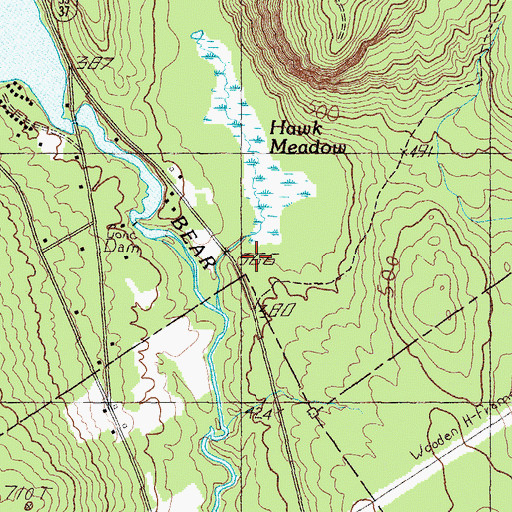 Topographic Map of Bear Mountain Village Campground, ME