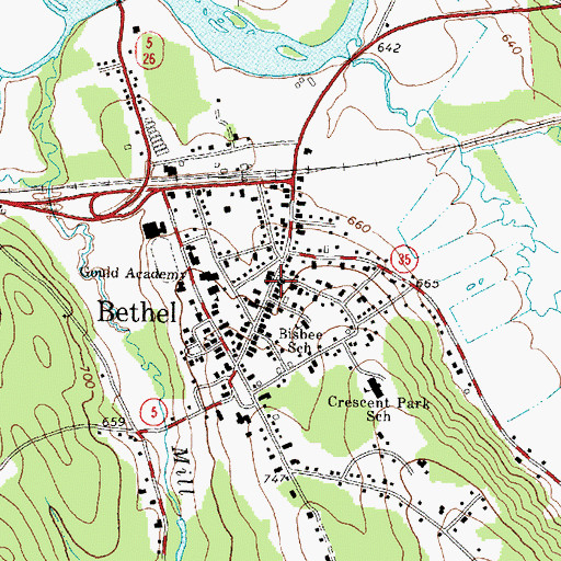 Topographic Map of Bethel Post Office, ME