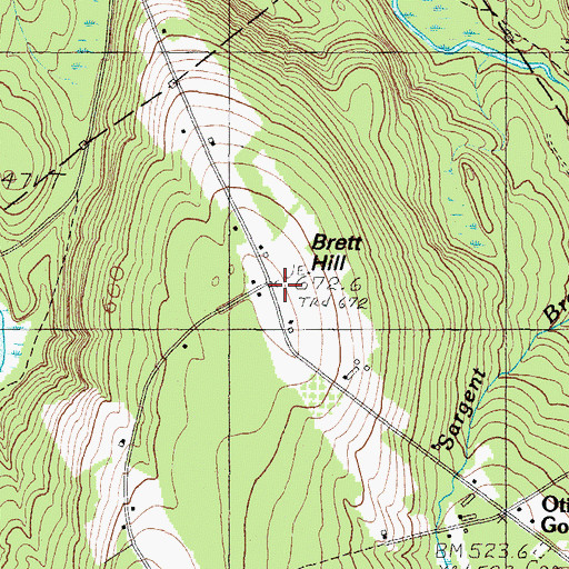 Topographic Map of Brett Hill, ME