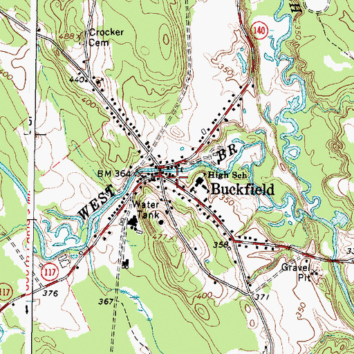 Topographic Map of Buckfield Post Office, ME