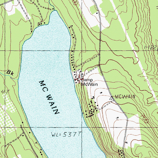 Topographic Map of Camp McWain, ME
