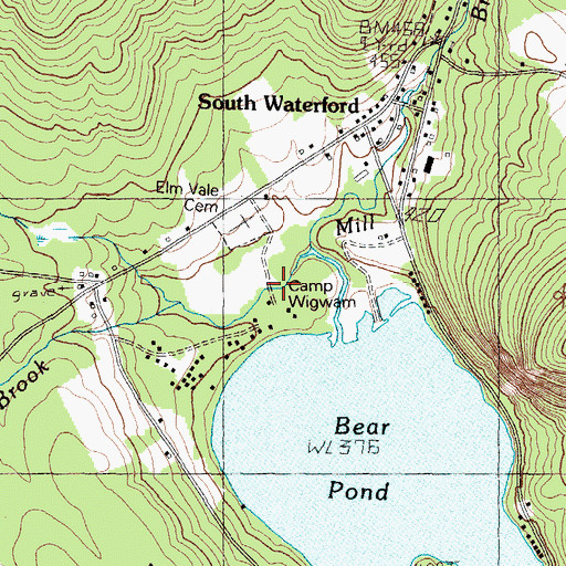 Topographic Map of Camp Wigwam, ME
