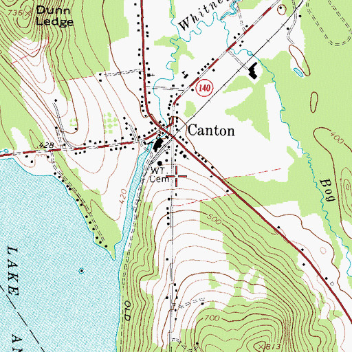 Topographic Map of Canton Cemetery, ME