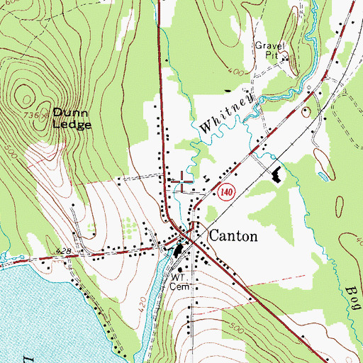 Topographic Map of Canton United Baptist Church, ME