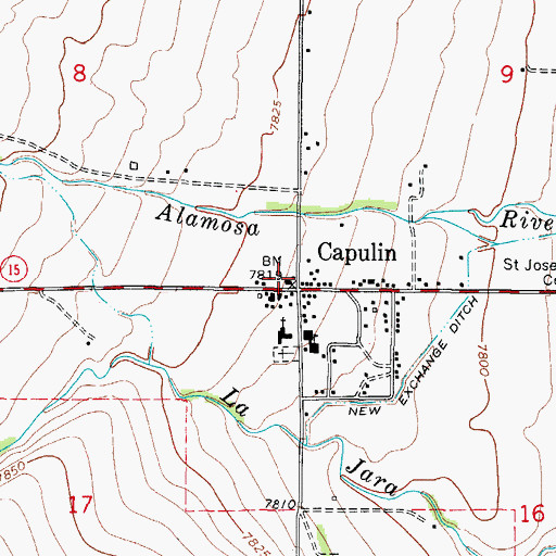Topographic Map of Capulin, CO