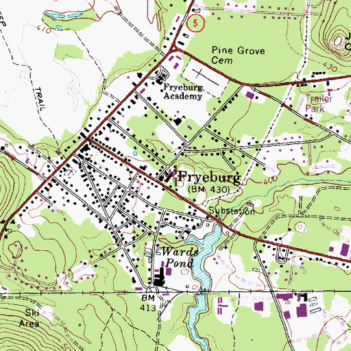 Topographic Map of Charles Snow School, ME