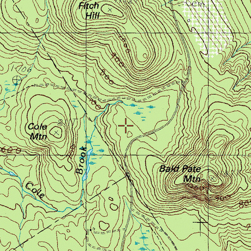 Topographic Map of Cole Brook, ME