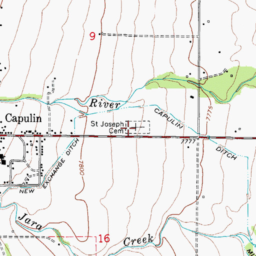 Topographic Map of Saint Joseph Cemetery, CO