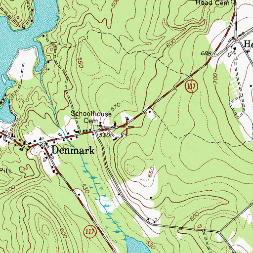 Topographic Map of Denmark Christian Church, ME