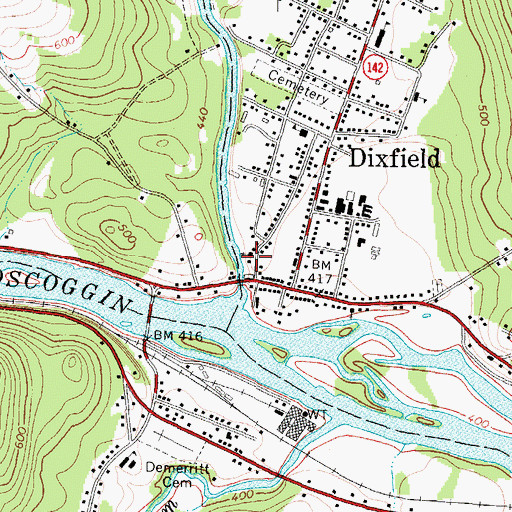 Topographic Map of Dixfield Congregational Church, ME