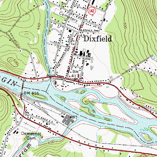 Topographic Map of Dixfield Post Office, ME