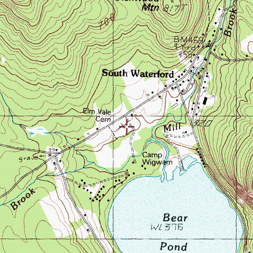 Topographic Map of Elm Vale Cemetery, ME