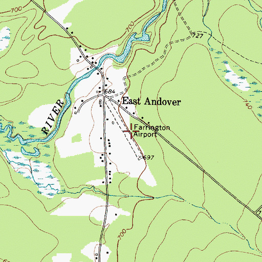 Topographic Map of Farrington Airport (historical), ME