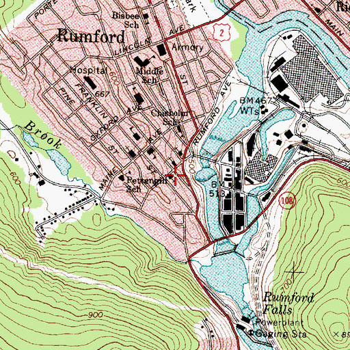 Topographic Map of First Baptist Church, ME