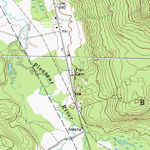 Topographic Map of Flat School (historical), ME