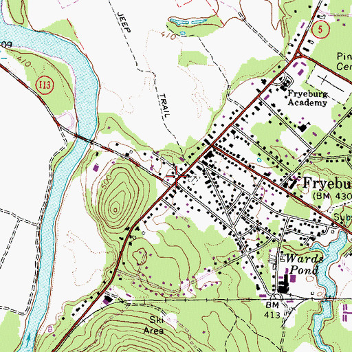 Topographic Map of Fryeburg Post Office, ME