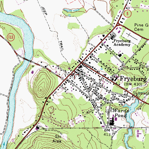 Topographic Map of Fryeburg Public Library, ME