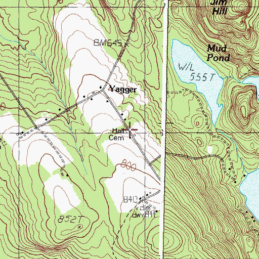 Topographic Map of Hall Cemetery, ME