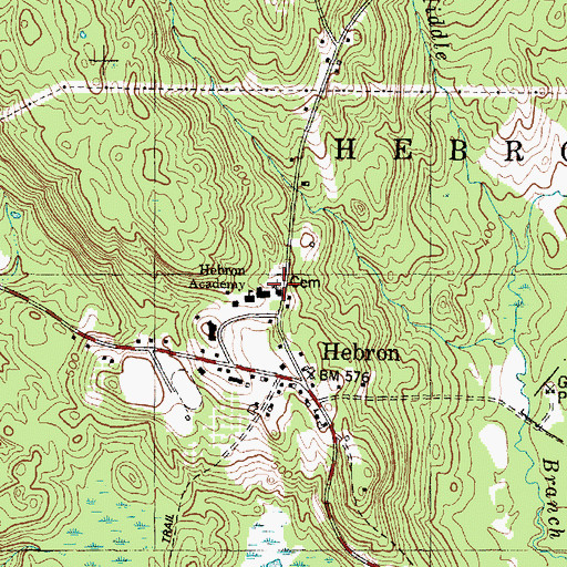 Topographic Map of Hebron Community Baptist Church, ME