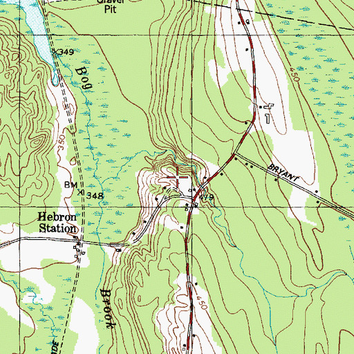 Topographic Map of Hebron Pines Campground, ME