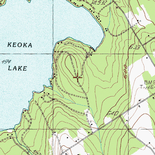 Topographic Map of Keoka Beach Campgrounds, ME