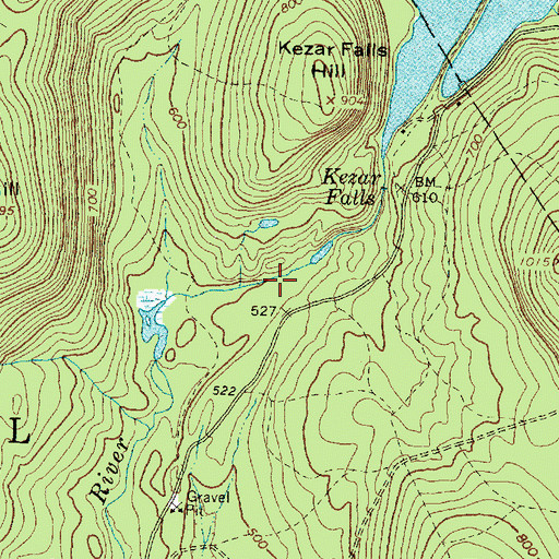 Topographic Map of Kezar Falls Gorge, ME