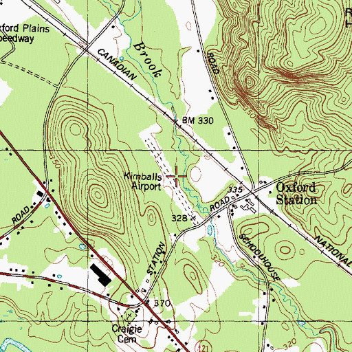 Topographic Map of Kimballs Airport (historical), ME