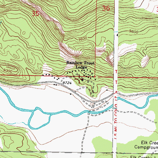 Topographic Map of Rainbow Trout Lodge, CO
