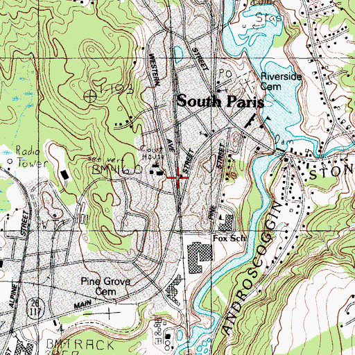 Topographic Map of McLaughlin Garden, ME
