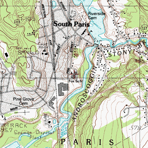 Topographic Map of Mildred M Fox School, ME
