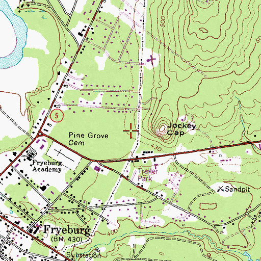 Topographic Map of Molly Ockett Middle School, ME