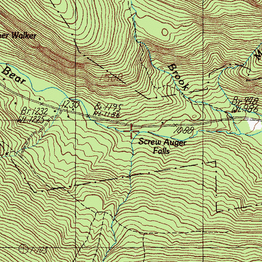 Topographic Map of Mother Walker Falls Gorge, ME