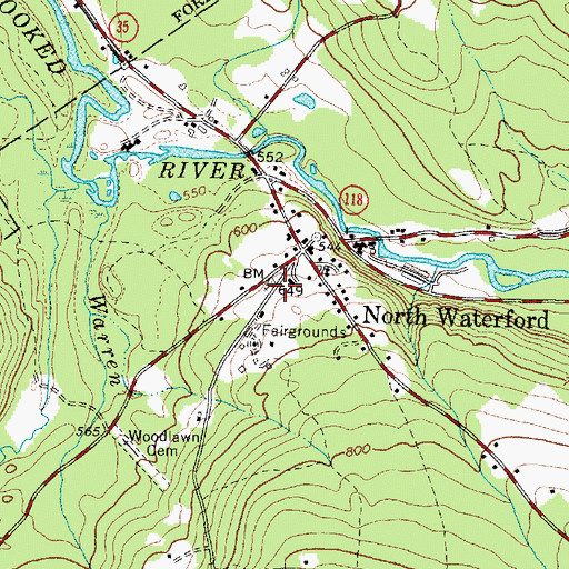 Topographic Map of North Waterford Congregational Church, ME