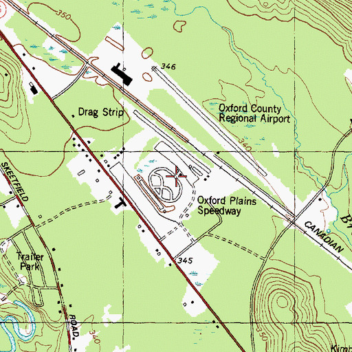 Topographic Map of Oxford Plains Speedway, ME