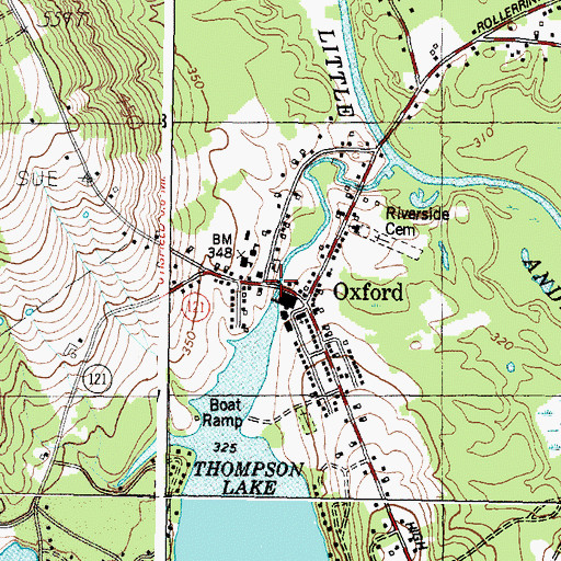 Topographic Map of Oxford Post Office, ME