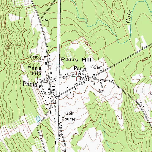 Topographic Map of Paris Post Office, ME