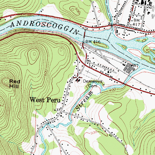 Topographic Map of Peru Elementary School, ME