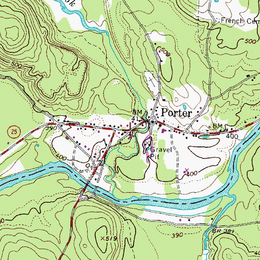 Topographic Map of Porter Post Office, ME