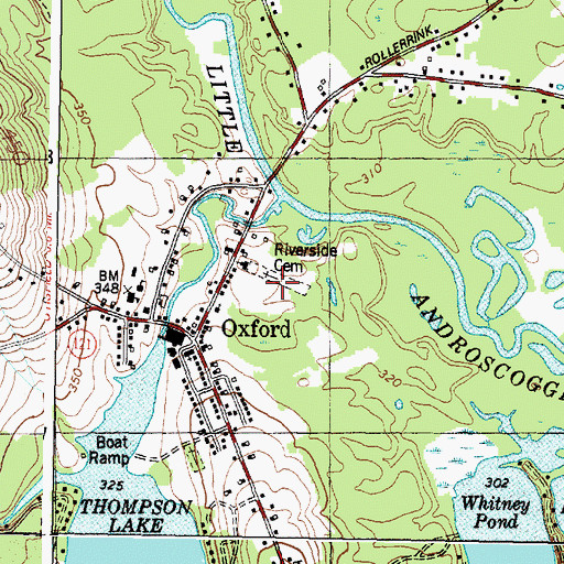 Topographic Map of Riverside Cemetery, ME