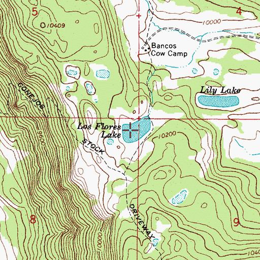 Topographic Map of Los Flores Lake, CO
