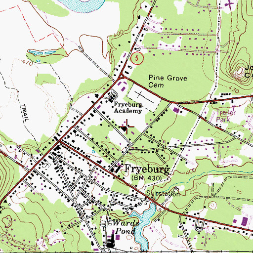 Topographic Map of Sadie F Adams School, ME