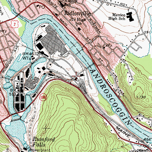 Topographic Map of Saint Johns School, ME