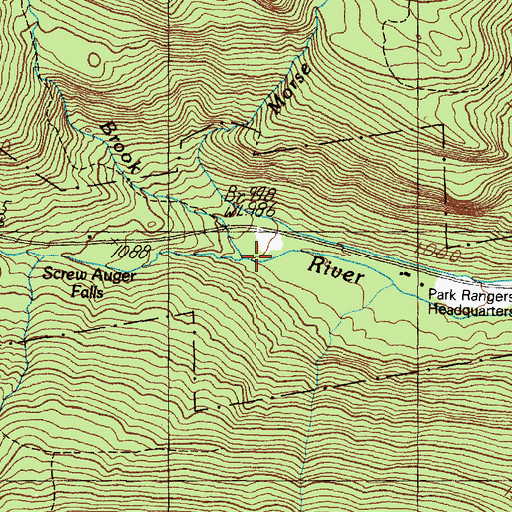 Topographic Map of Screw Auger Falls Gorge, ME
