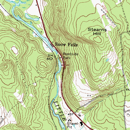 Topographic Map of Snow Falls Gorge, ME