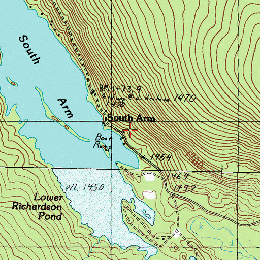 Topographic Map of South Arm Campground, ME