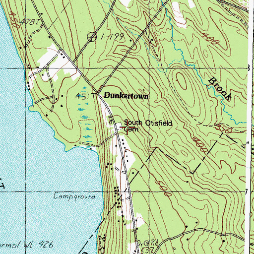 Topographic Map of South Otisfield Cemetery, ME