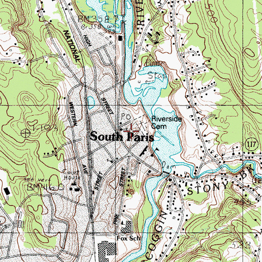 Topographic Map of South Paris Baptist Church, ME